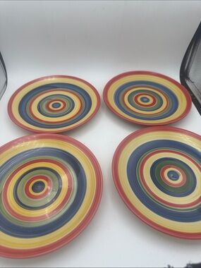 Swirl multicolor Table tops unlimited set of 4 salad plates 8 3/8” handpainted
